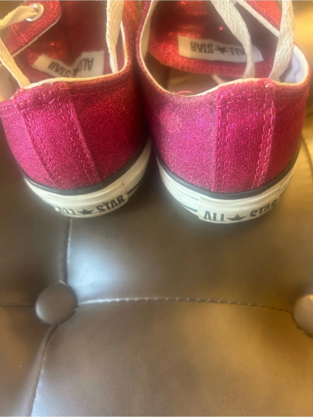 Women’s hot pink glitter Converse low tops